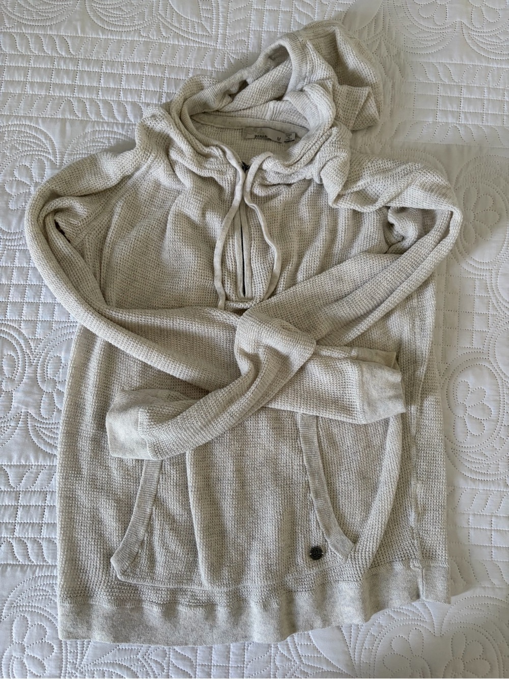 prAna Light Cream Hooded Knit Sweater